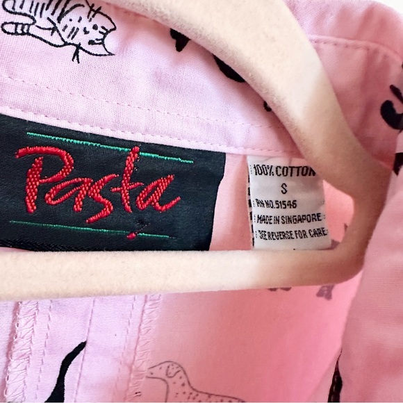 Pink dog and cat print pasta button up - Picture 3 of 4